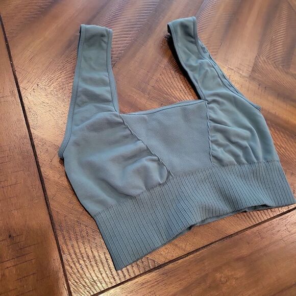 Free People Good Karma Square Neck Bra Seafoam Green Color M/L - Picture 2 of 4